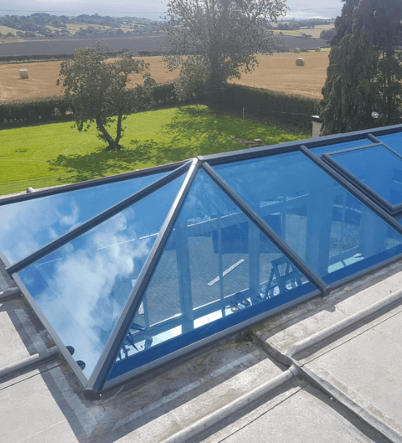 Roof lantern on flat roof extension