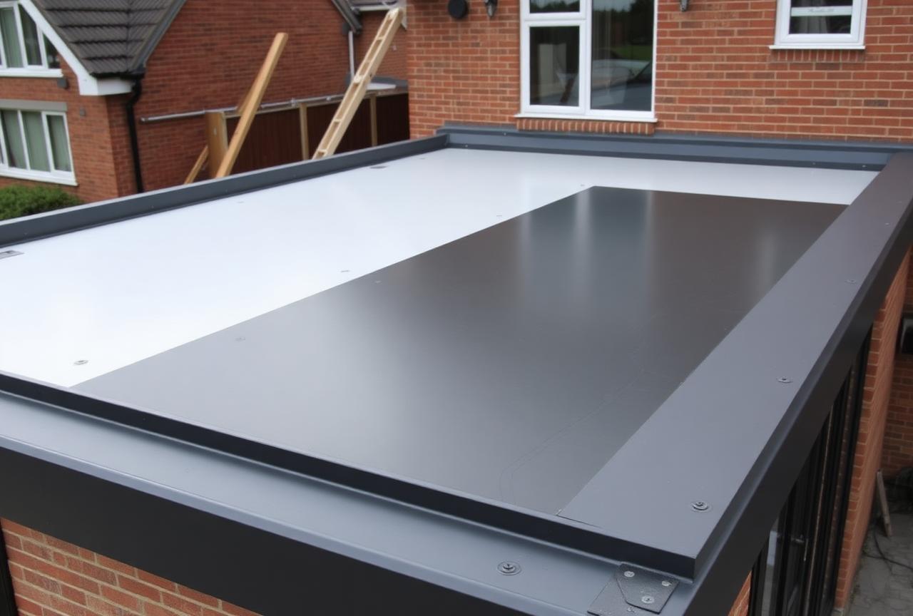 GRP fibreglass flat roof installation