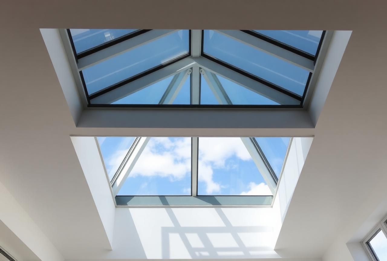 Interior view of aluminium roof lantern