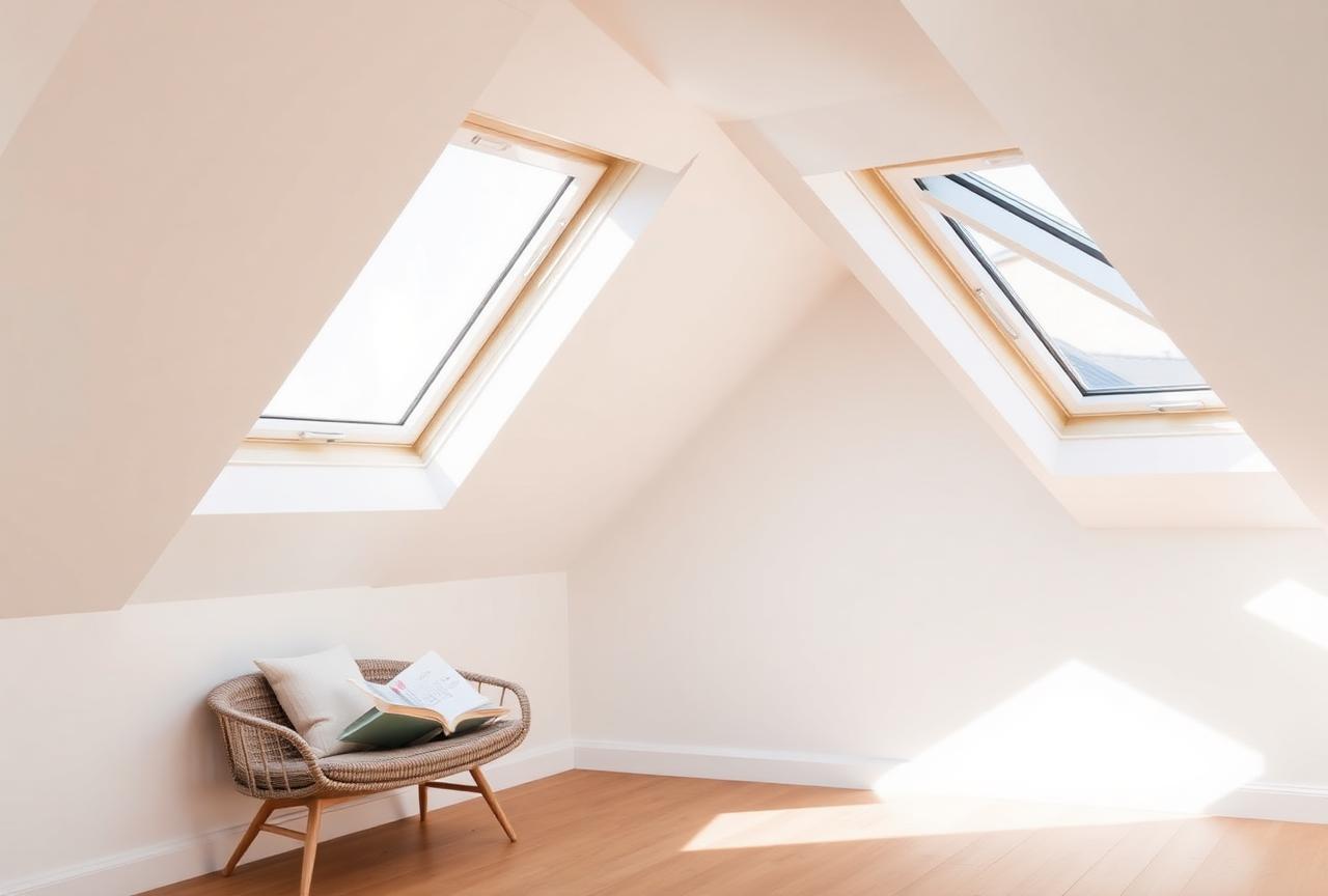 Velux roof windows in bright loft space